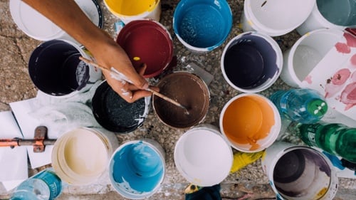 paint cans with multiple colors